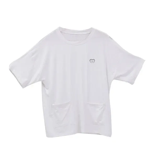 Oversized down pocket T-shirts | White