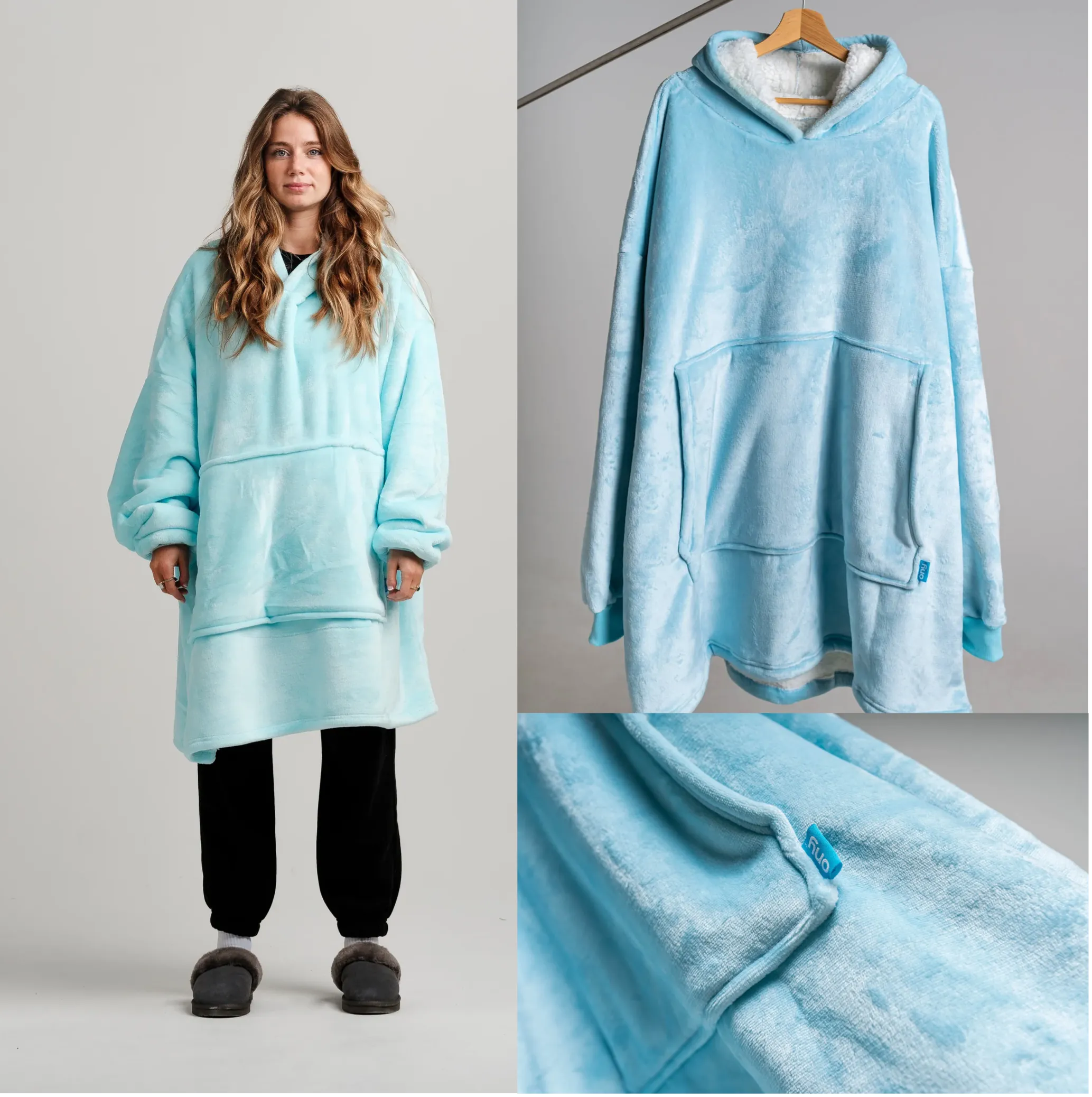 Oversized Hoodie Extra Thick Sherpa Fleece Lined Soft Blanket Hoodies UK Stock