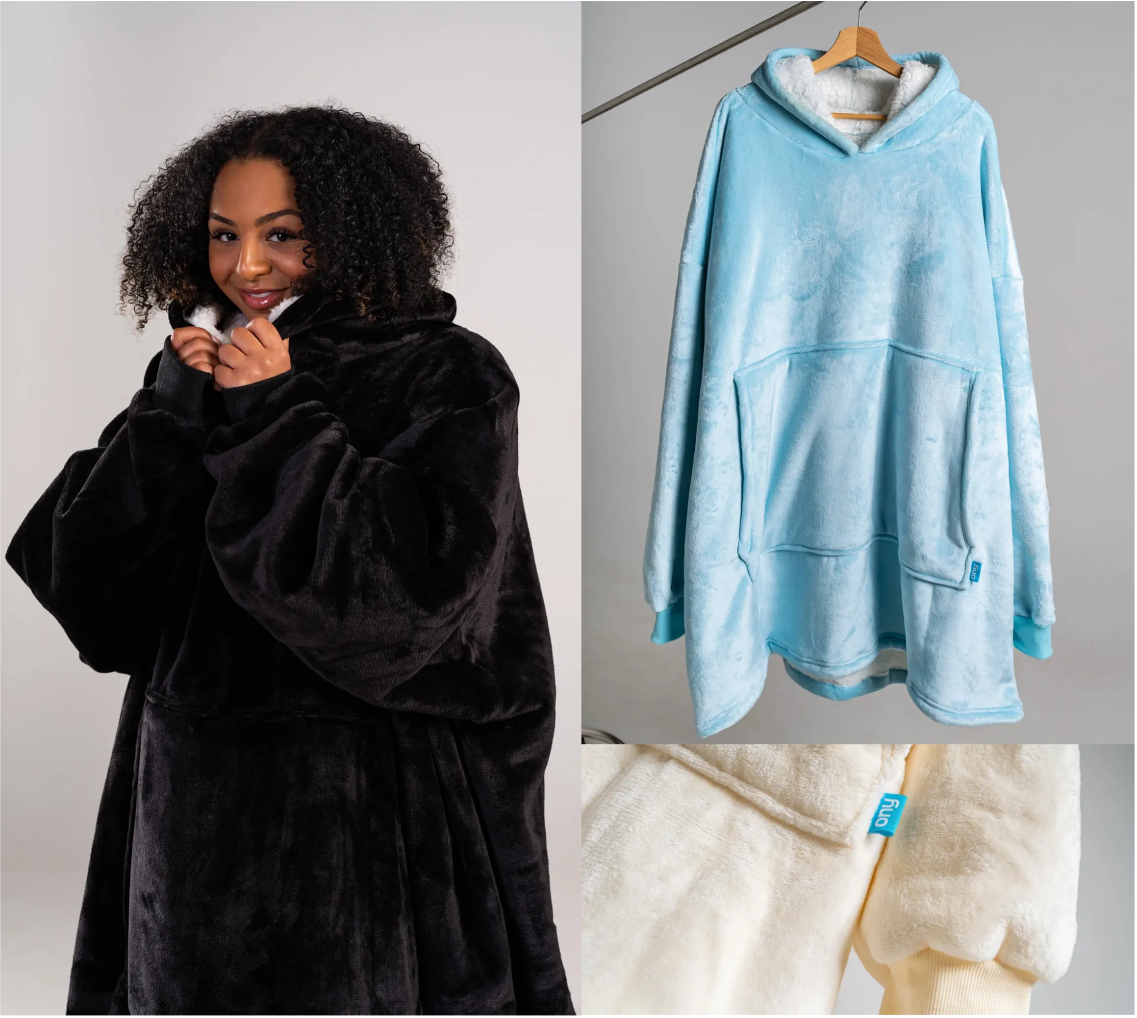 Oversized Hoodie Extra Thick Sherpa Fleece Lined Soft Blanket Hoodies UK Stock