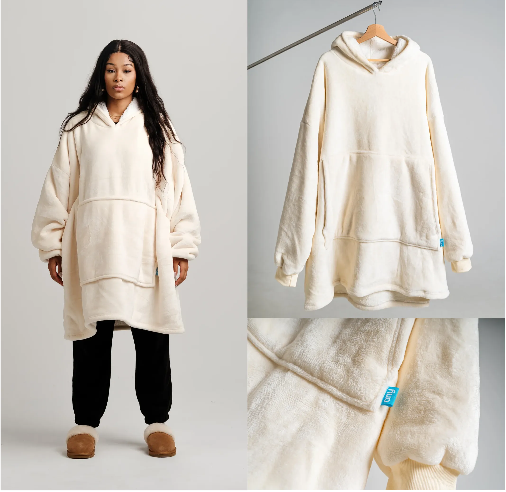 Oversized Hoodie Extra Thick Sherpa Fleece Lined Soft Blanket Hoodies UK Stock