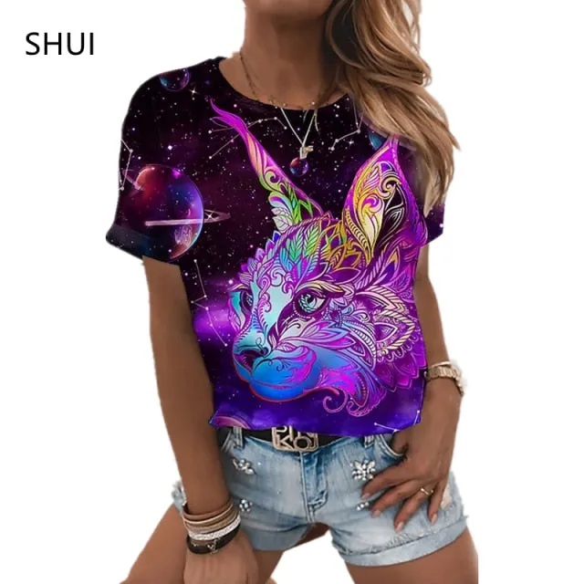 Oversized Starry Night and Galaxy printed men's and women's t-shirts.
