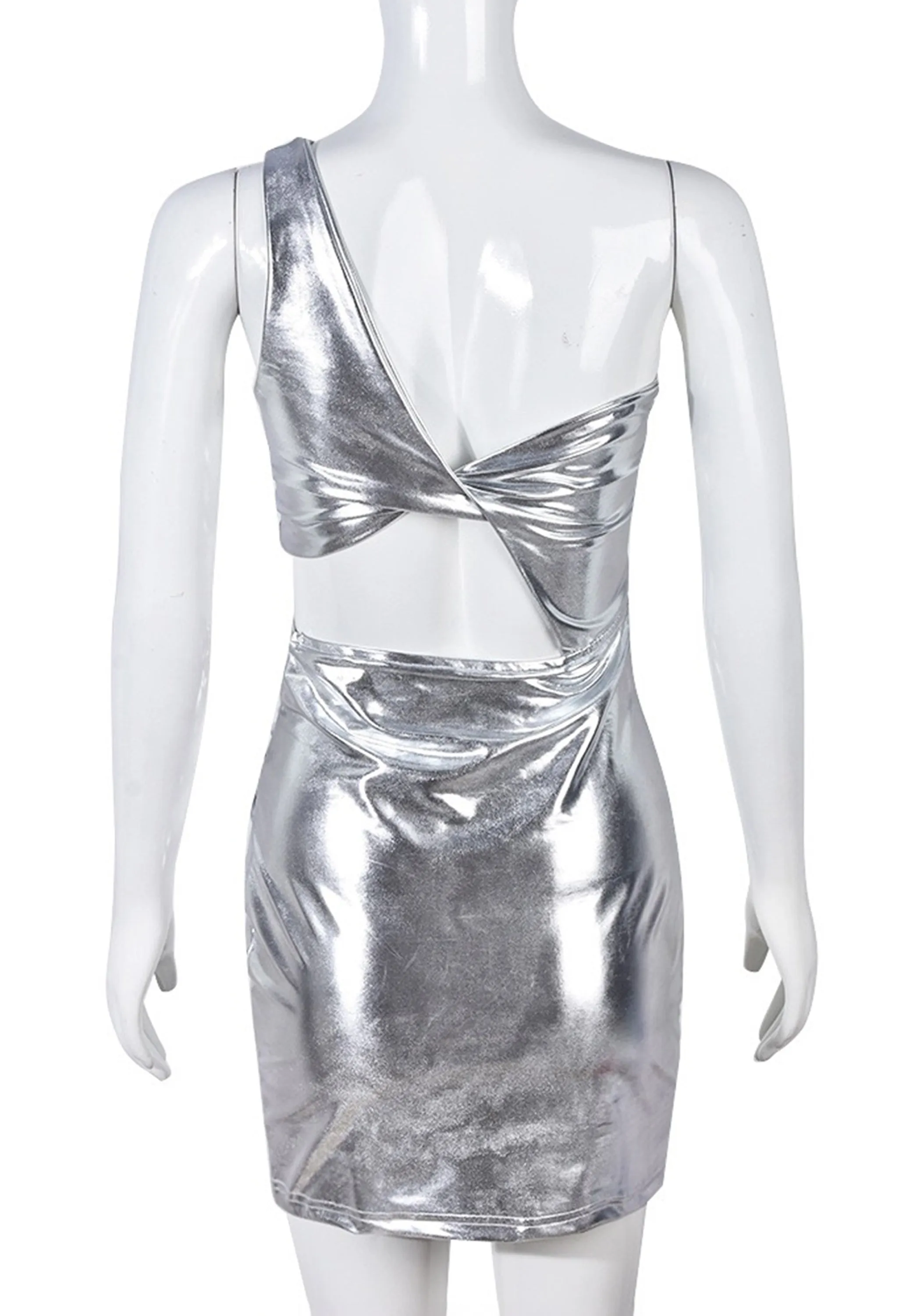 Pankh Beyren Women's Off Shoulder Shimmer Metallic Party Co-ord Dress