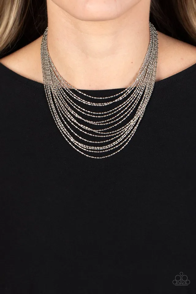 Paparazzi Necklace ~ Cascading Chains - Silver