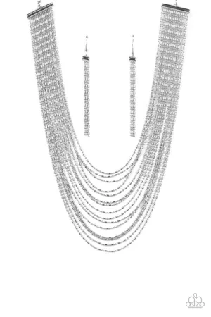 Paparazzi Necklace ~ Cascading Chains - Silver
