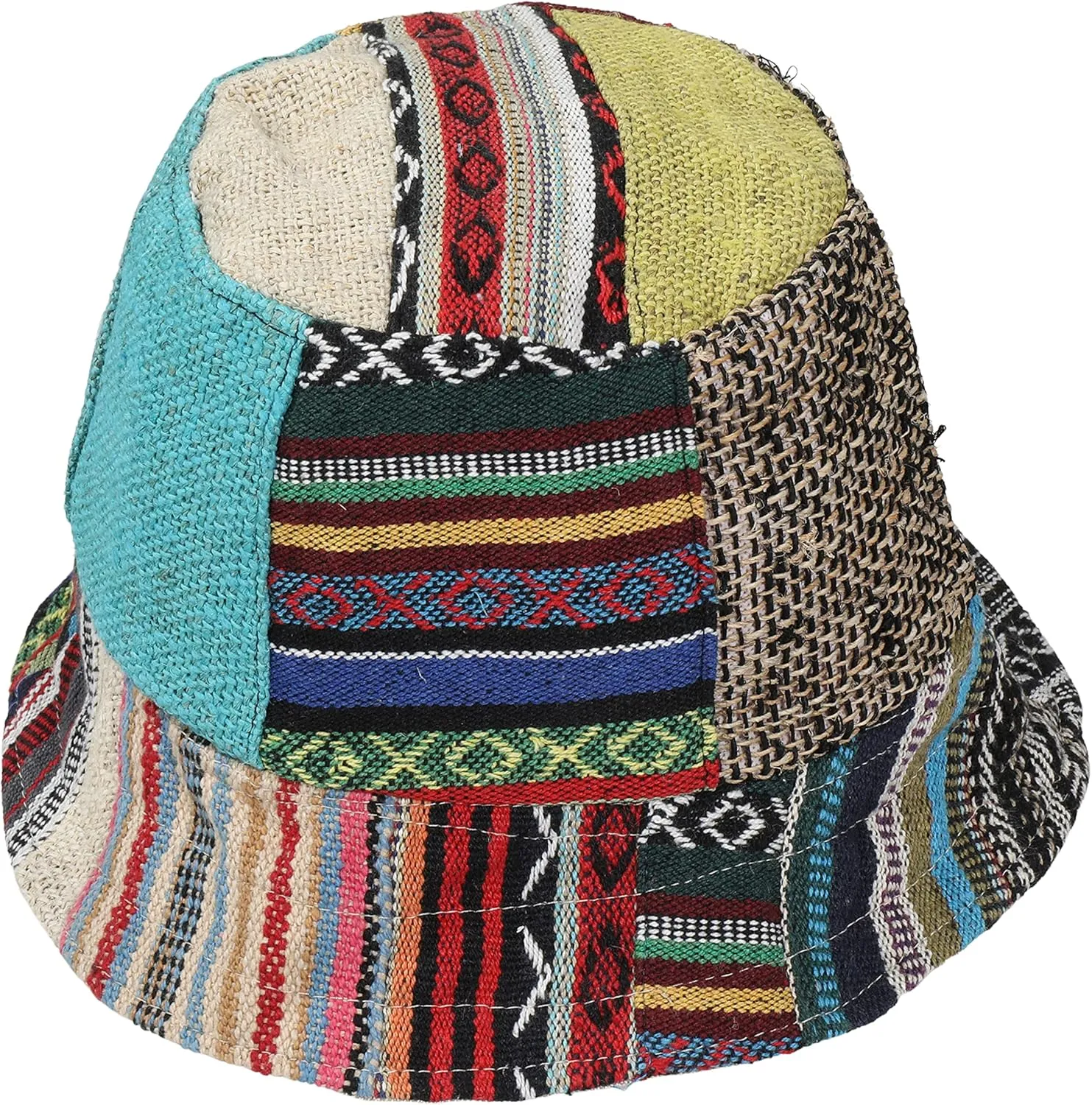 Patchwork Hemp Bucket hat with Secret Pocket, Hippie hat, freespirit Fabric, Handmade Patchwork hat, Organic THC Free Hemp Multi