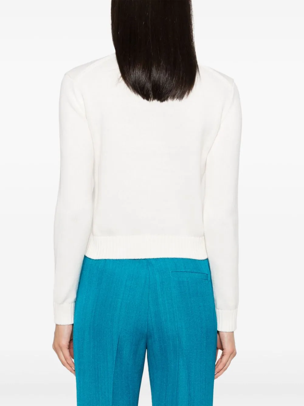 patterned intarsia-knit cotton jumper
