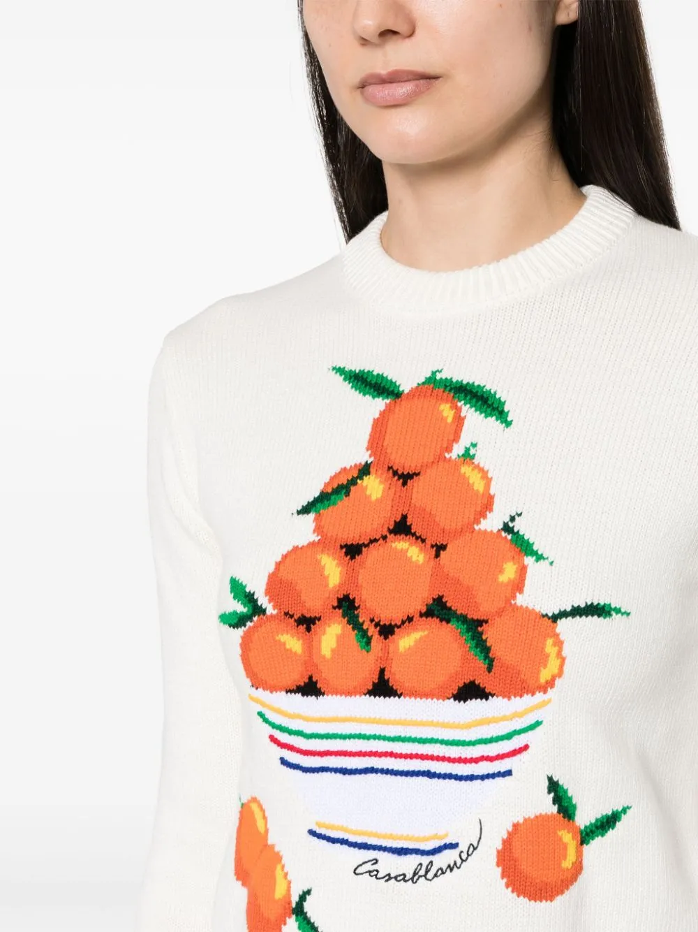 patterned intarsia-knit cotton jumper