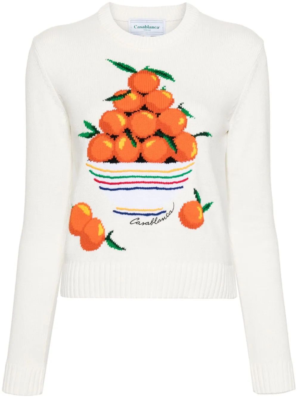 patterned intarsia-knit cotton jumper
