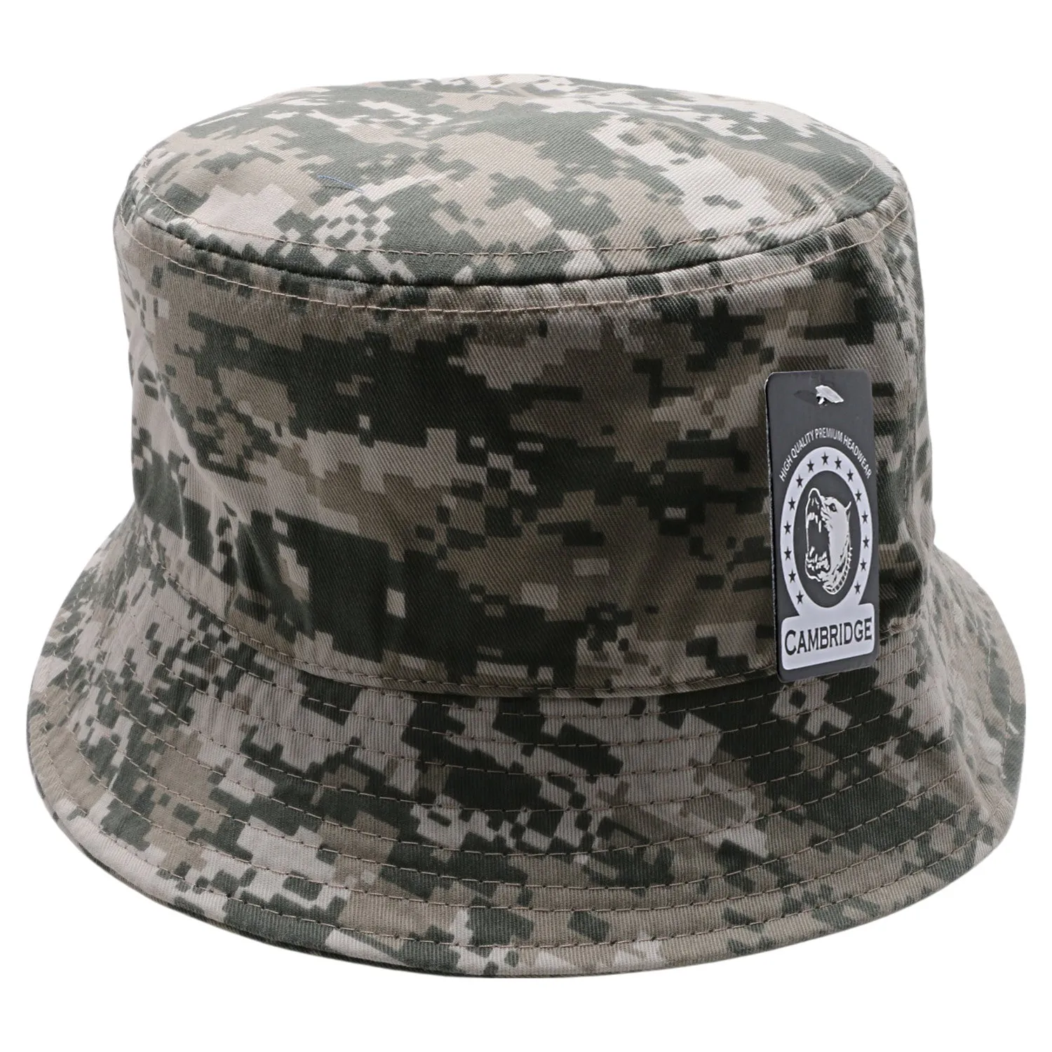 PB183 Pit Bull Plain Washed Cotton Fisherman Bucket Hats [D.Camo]
