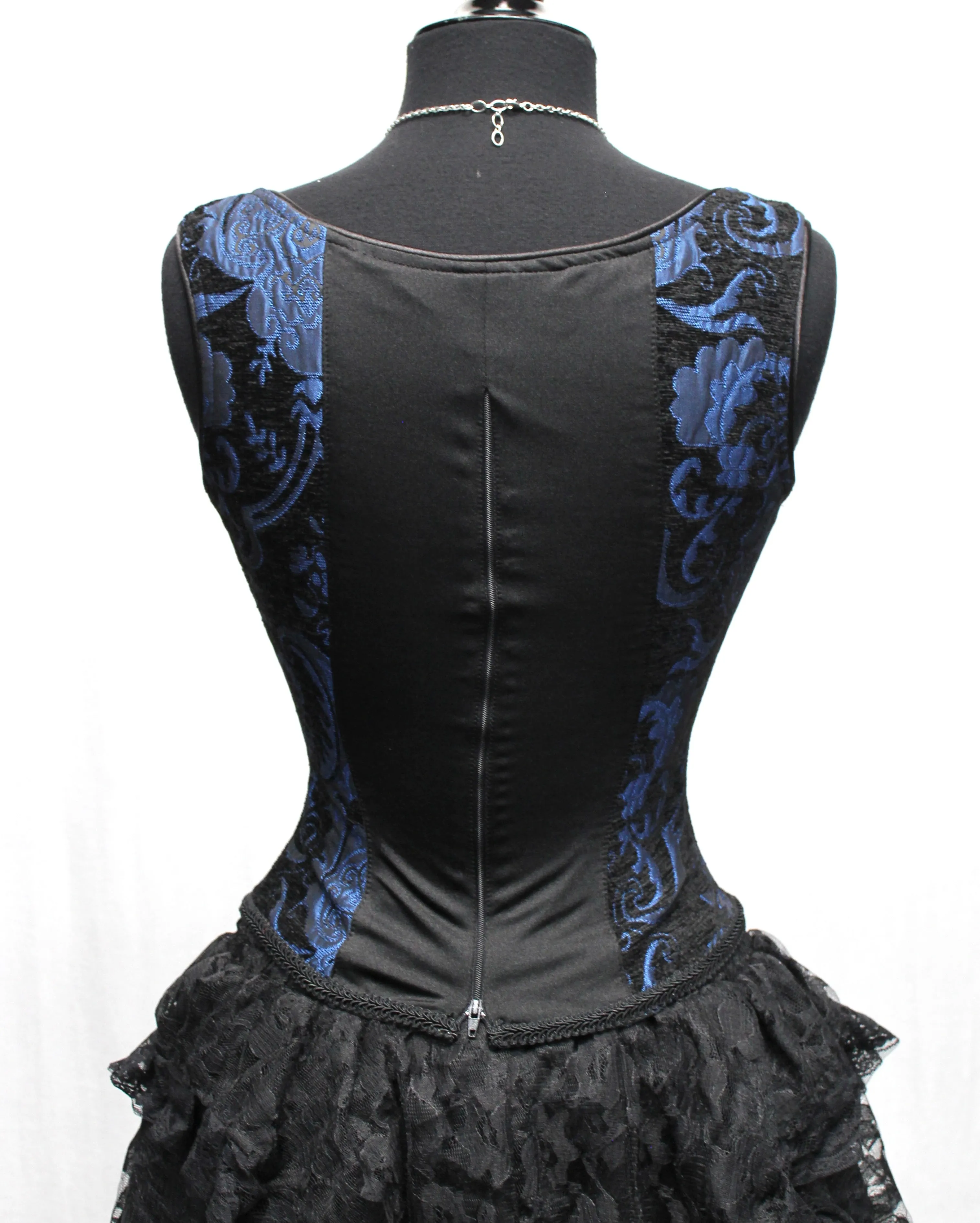 PIN BODICE - BLUE AND BLACK TAPESTRY