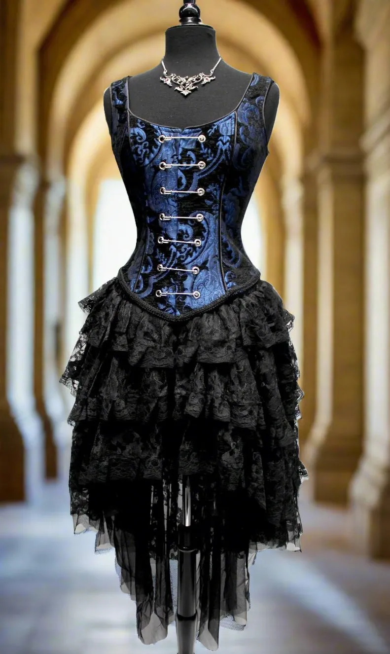 PIN BODICE - BLUE AND BLACK TAPESTRY