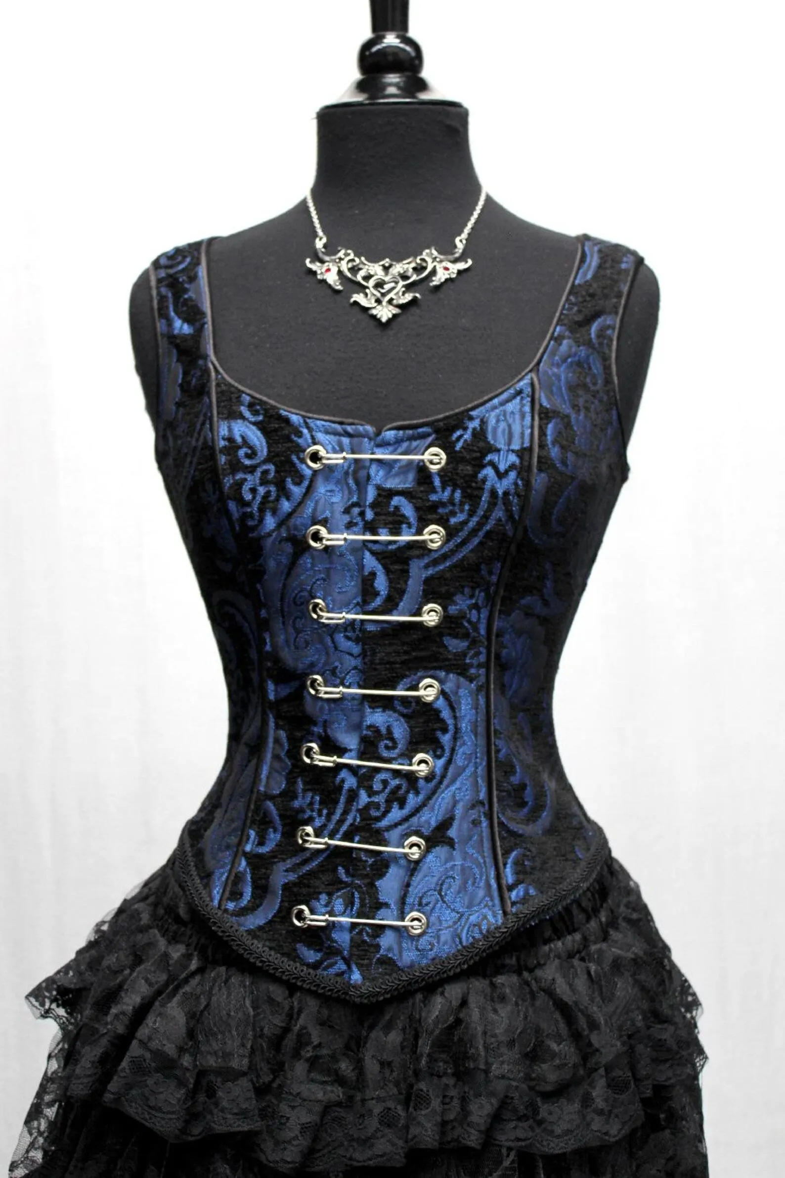 PIN BODICE - BLUE AND BLACK TAPESTRY