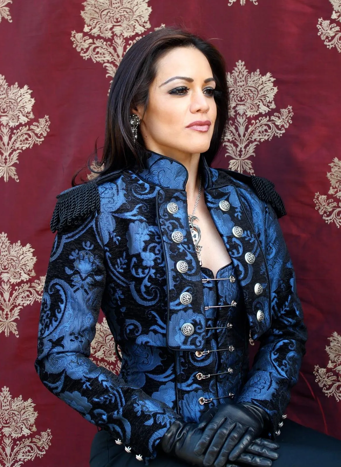 PIN BODICE - BLUE AND BLACK TAPESTRY