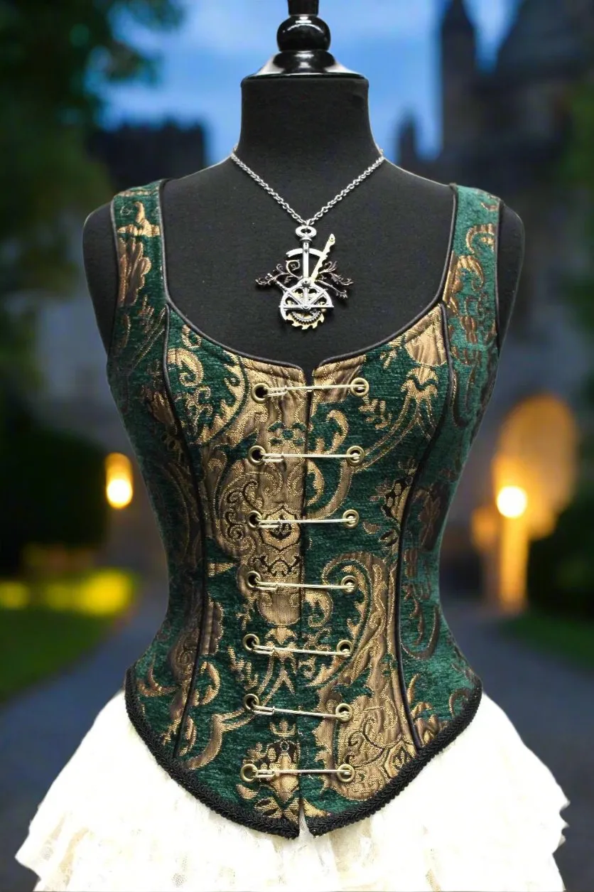 PIN BODICE - Green/Gold Tapestry