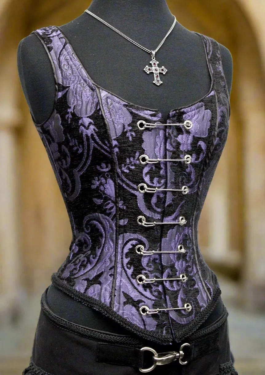 PIN BODICE - PURPLE/BLACK TAPESTRY