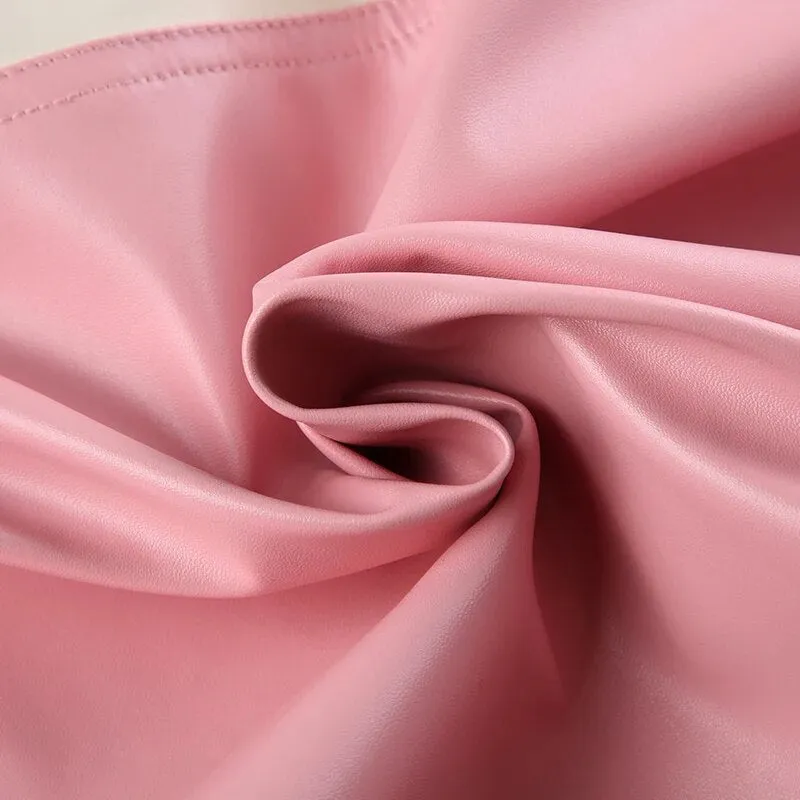 Pink Stripe Spliced Zip-Up PU Leather Jacket