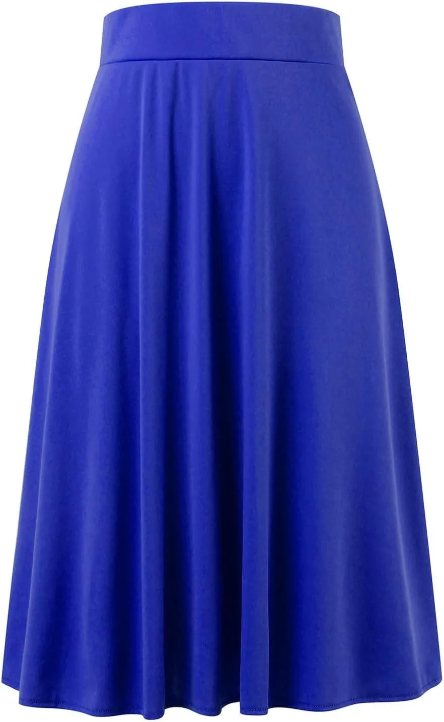 Plus Size Skirt for Women High Waist Business Workout Knee Length Satin A-Line Loose Casual Dress Skirts for Women