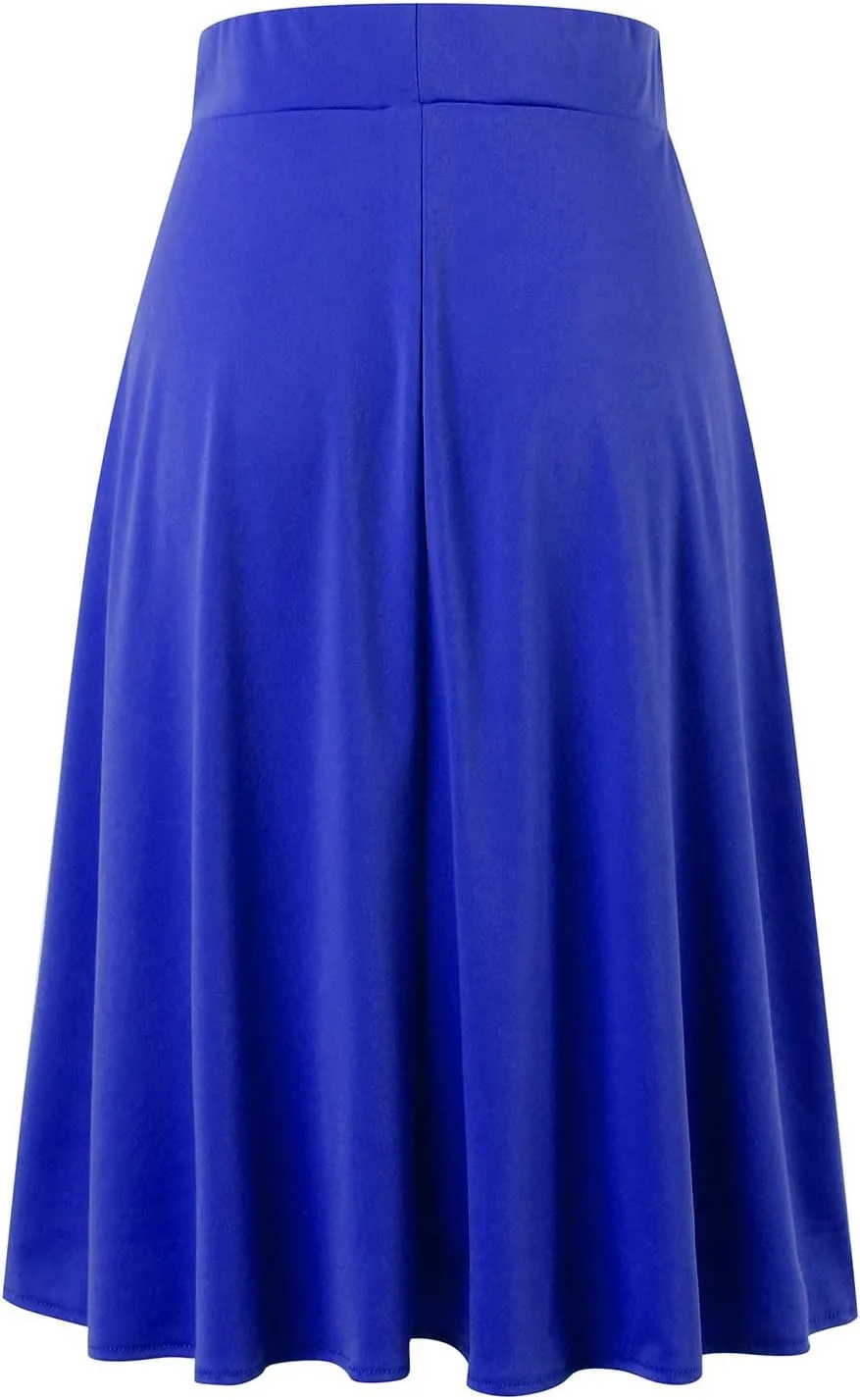 Plus Size Skirt for Women High Waist Business Workout Knee Length Satin A-Line Loose Casual Dress Skirts for Women