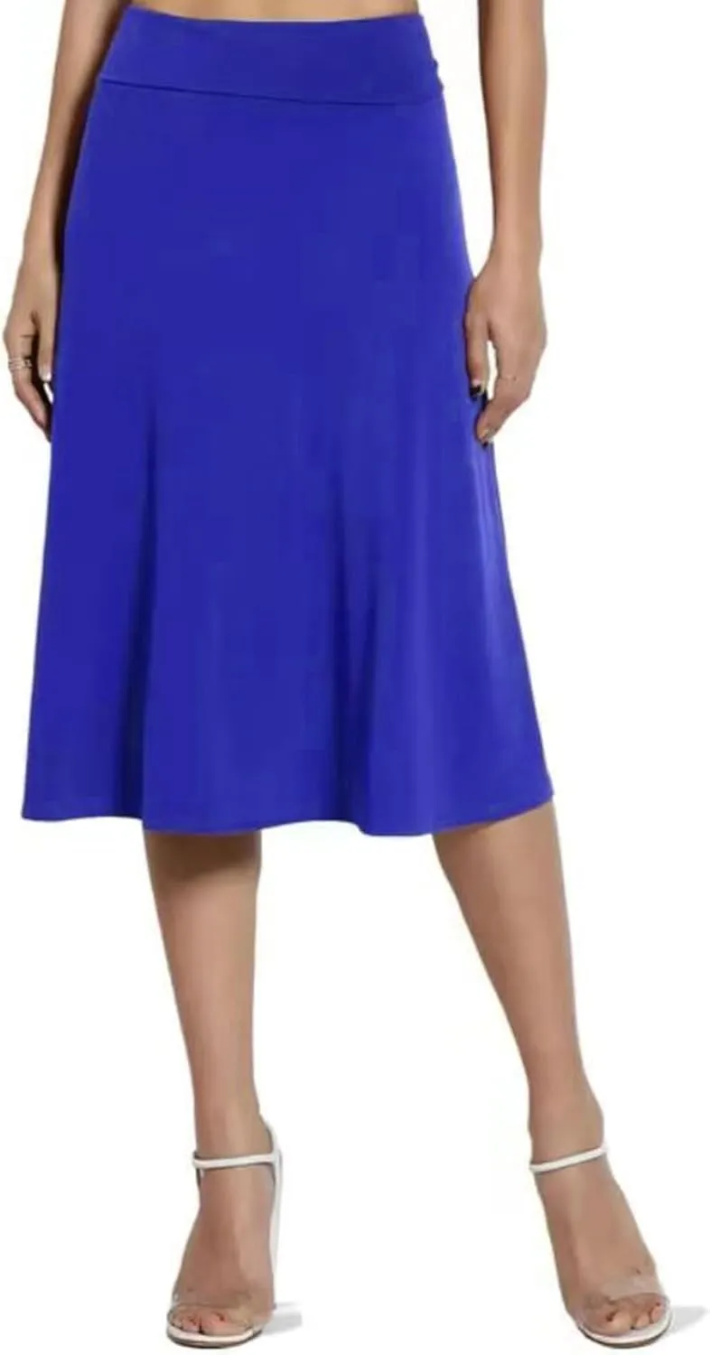 Plus Size Skirt for Women High Waist Business Workout Knee Length Satin A-Line Loose Casual Dress Skirts for Women