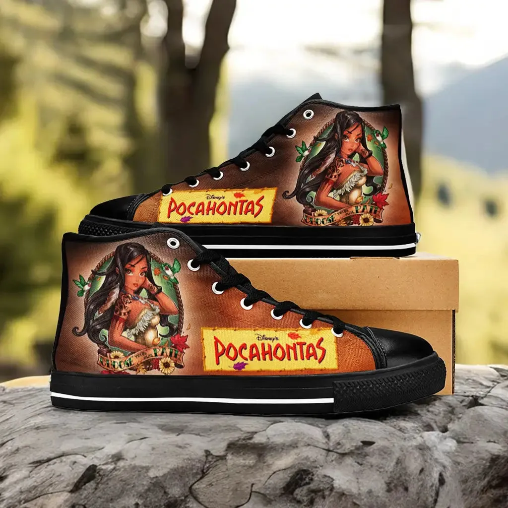 Pocahontas Native American Indian Princess Shoes High Top Sneakers for Kids and Adults