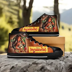 Pocahontas Native American Indian Princess Shoes High Top Sneakers for Kids and Adults