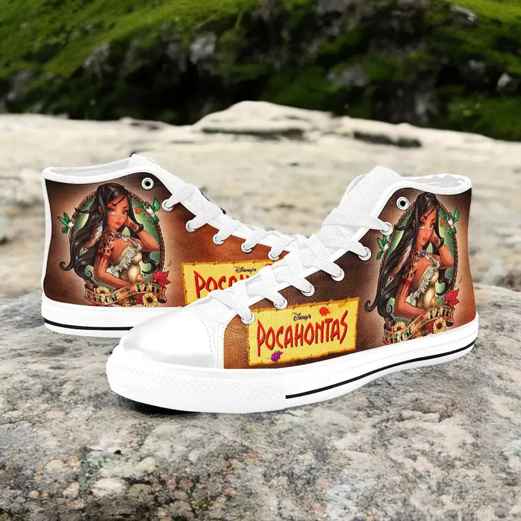 Pocahontas Native American Indian Princess Shoes High Top Sneakers for Kids and Adults