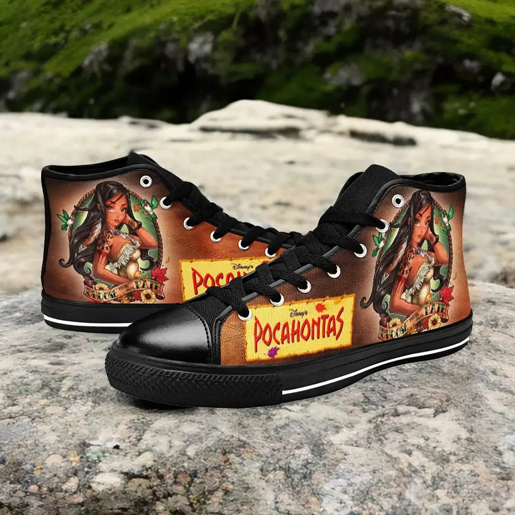 Pocahontas Native American Indian Princess Shoes High Top Sneakers for Kids and Adults