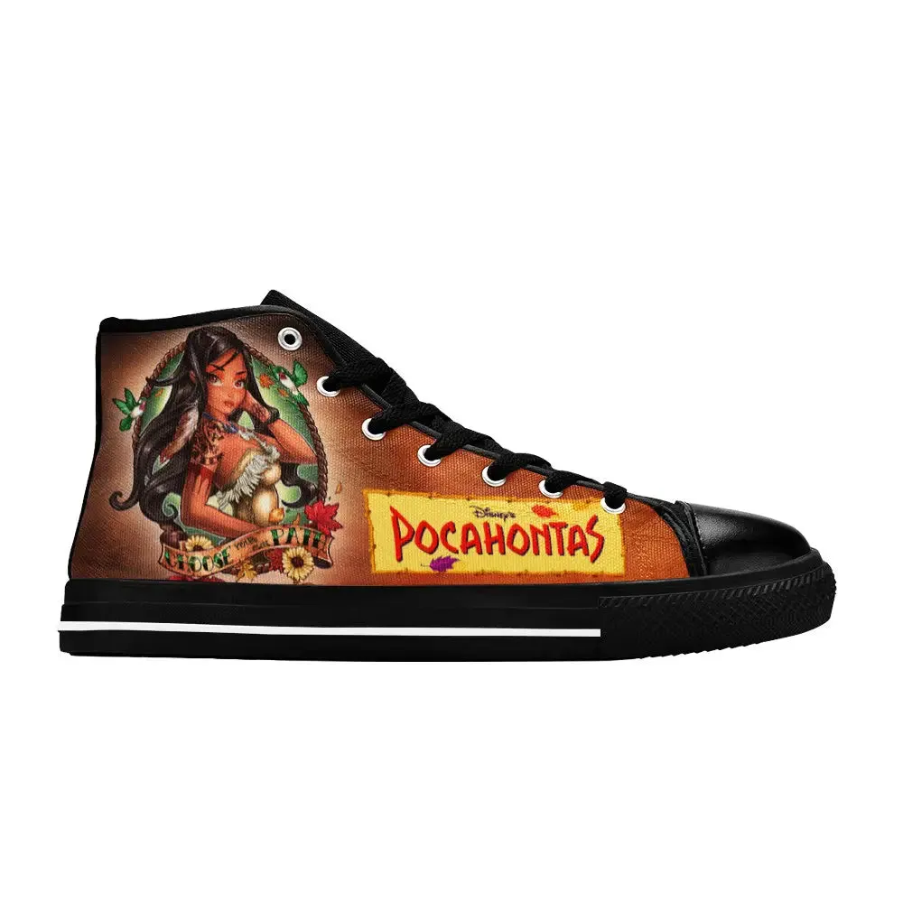 Pocahontas Native American Indian Princess Shoes High Top Sneakers for Kids and Adults