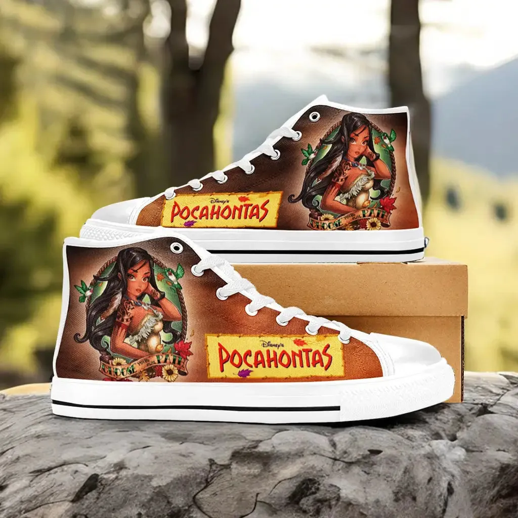 Pocahontas Native American Indian Princess Shoes High Top Sneakers for Kids and Adults