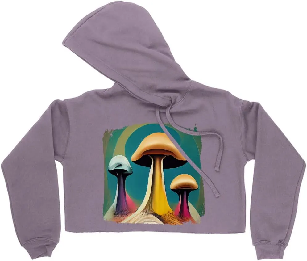 Psychedelic Design Women's Cropped Fleece Hoodie - Trippy Cropped Hoodie for Women - Cool Hooded Sweatshirt