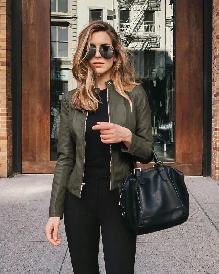PU Solid Single Breasted Women's Overwear Leather Autumn Winter Jacket