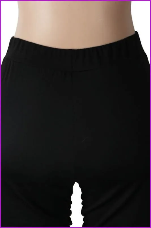 Pure Color Pockets Ruched Half Stacked Pants For WomenDE948