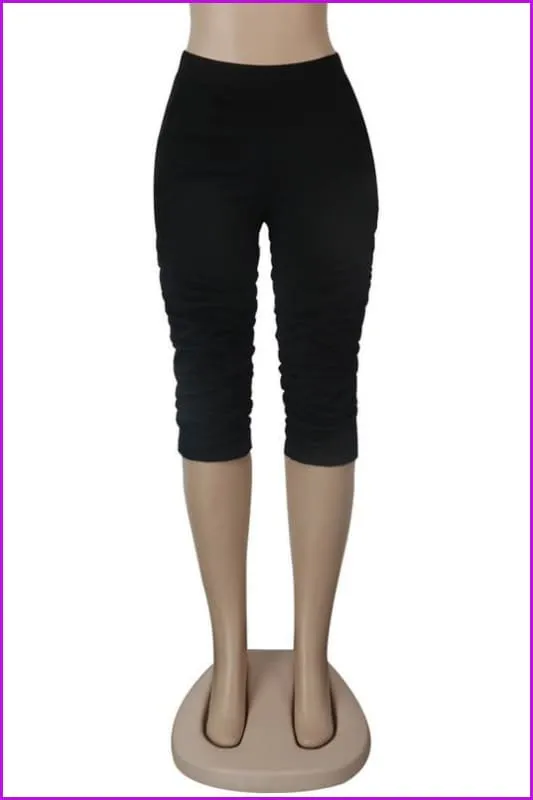 Pure Color Pockets Ruched Half Stacked Pants For WomenDE948