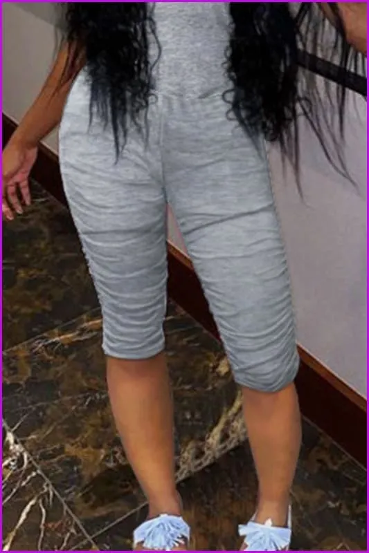 Pure Color Pockets Ruched Half Stacked Pants For WomenDE948