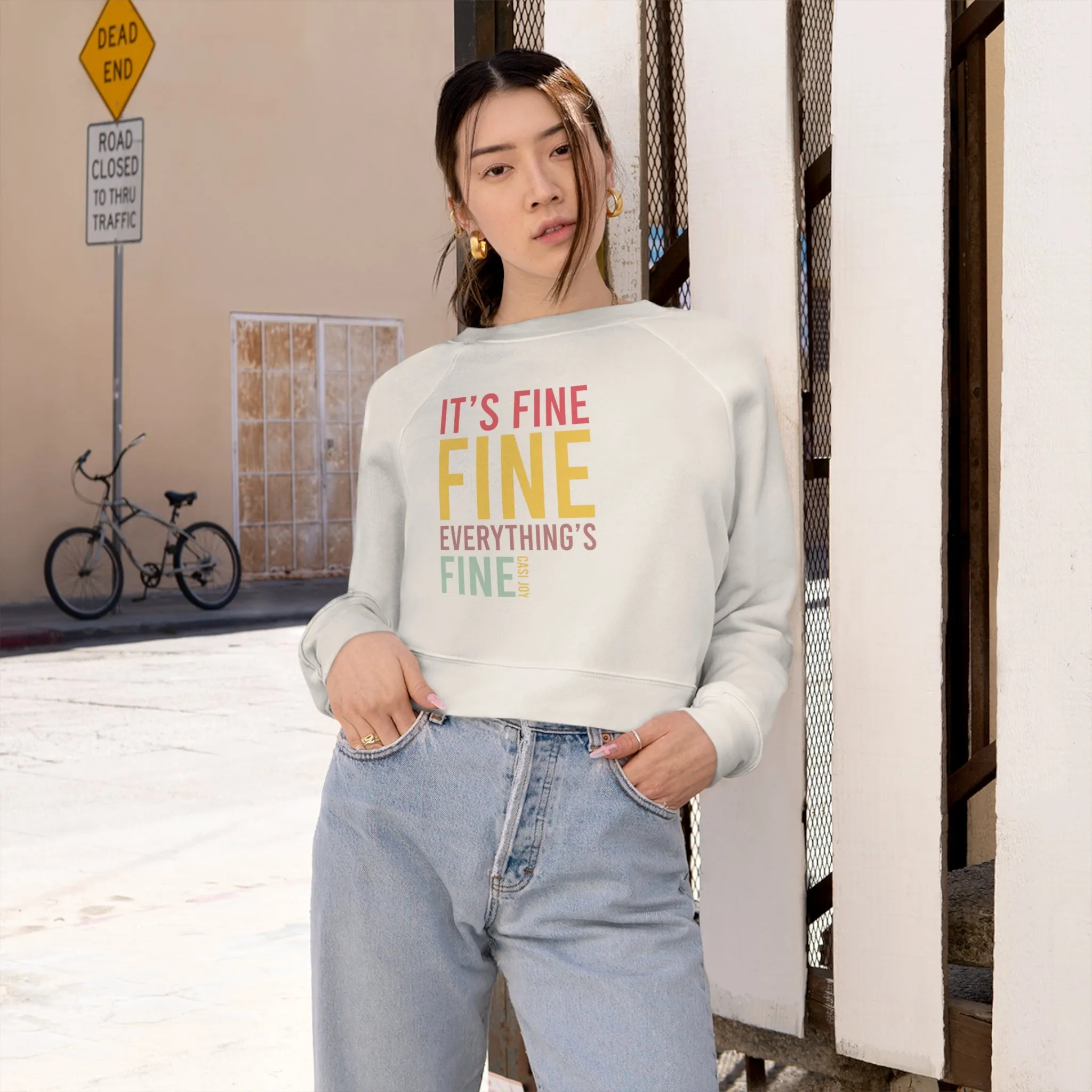 "Everything's Fine" Women's Cropped Fleece Pullover