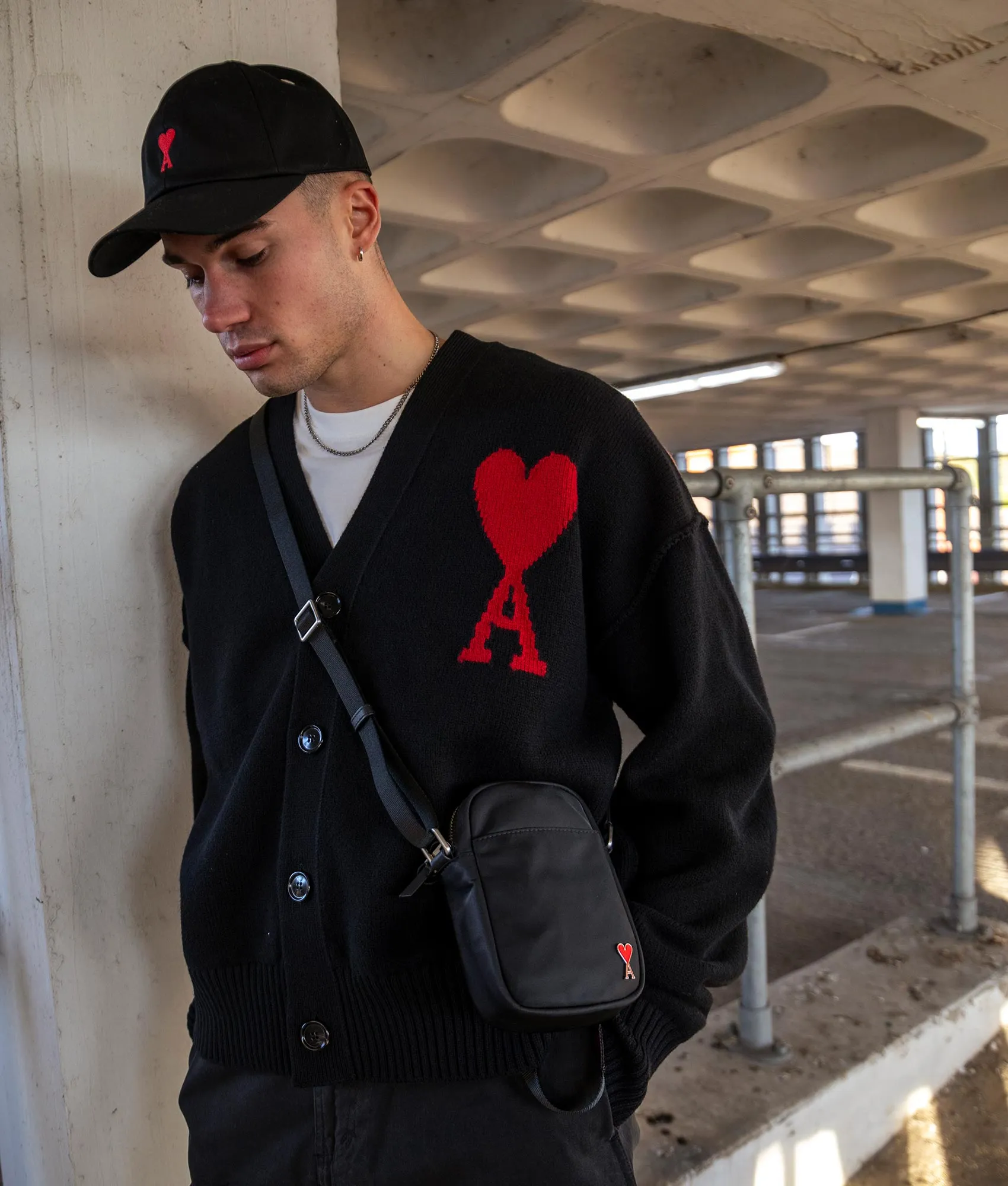 Red Ami De Couer Embroidery Cap