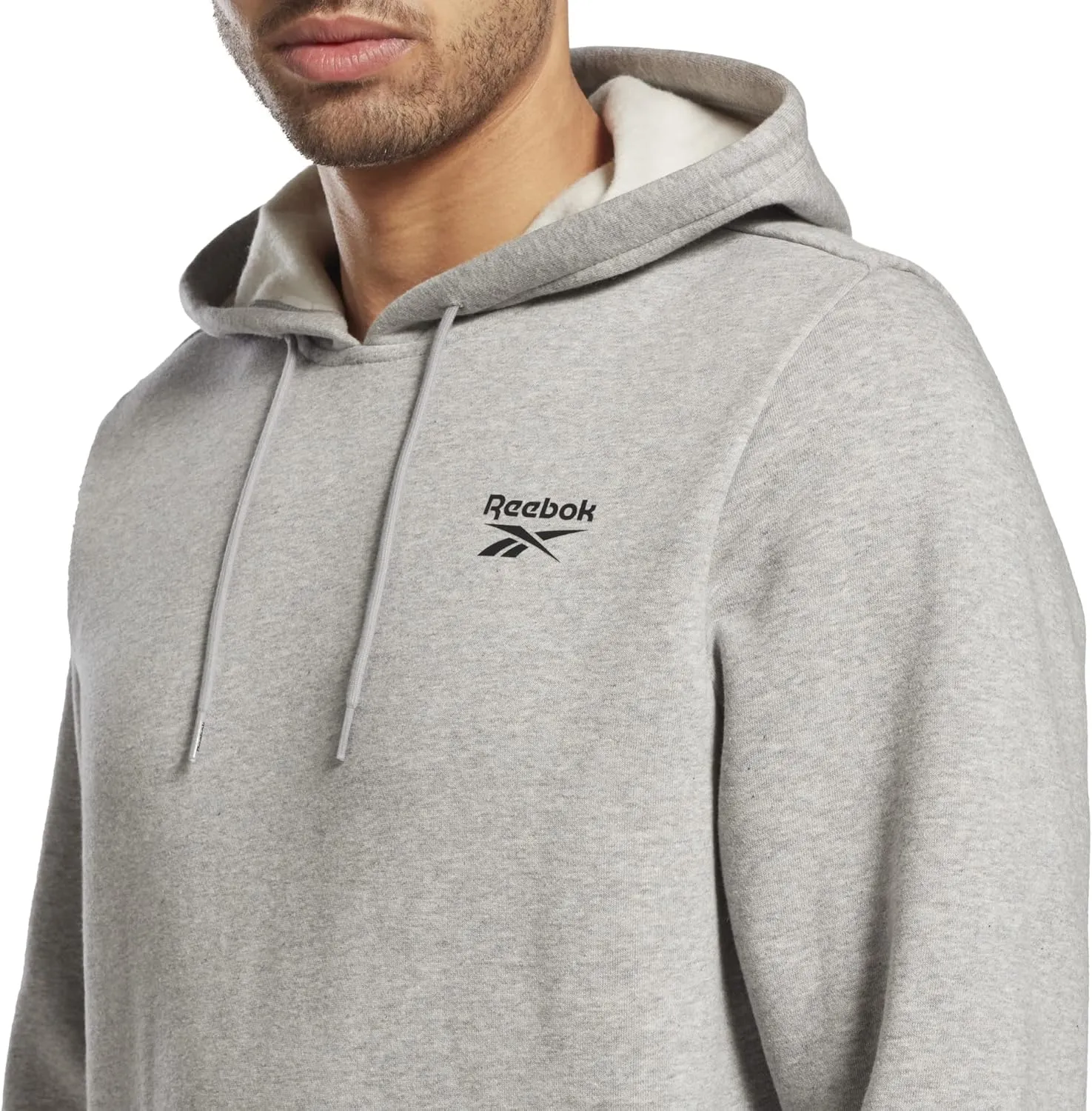 Reebok Men's Identity Fleece Stacked Logo Pullover Hoodie Sweatshirt