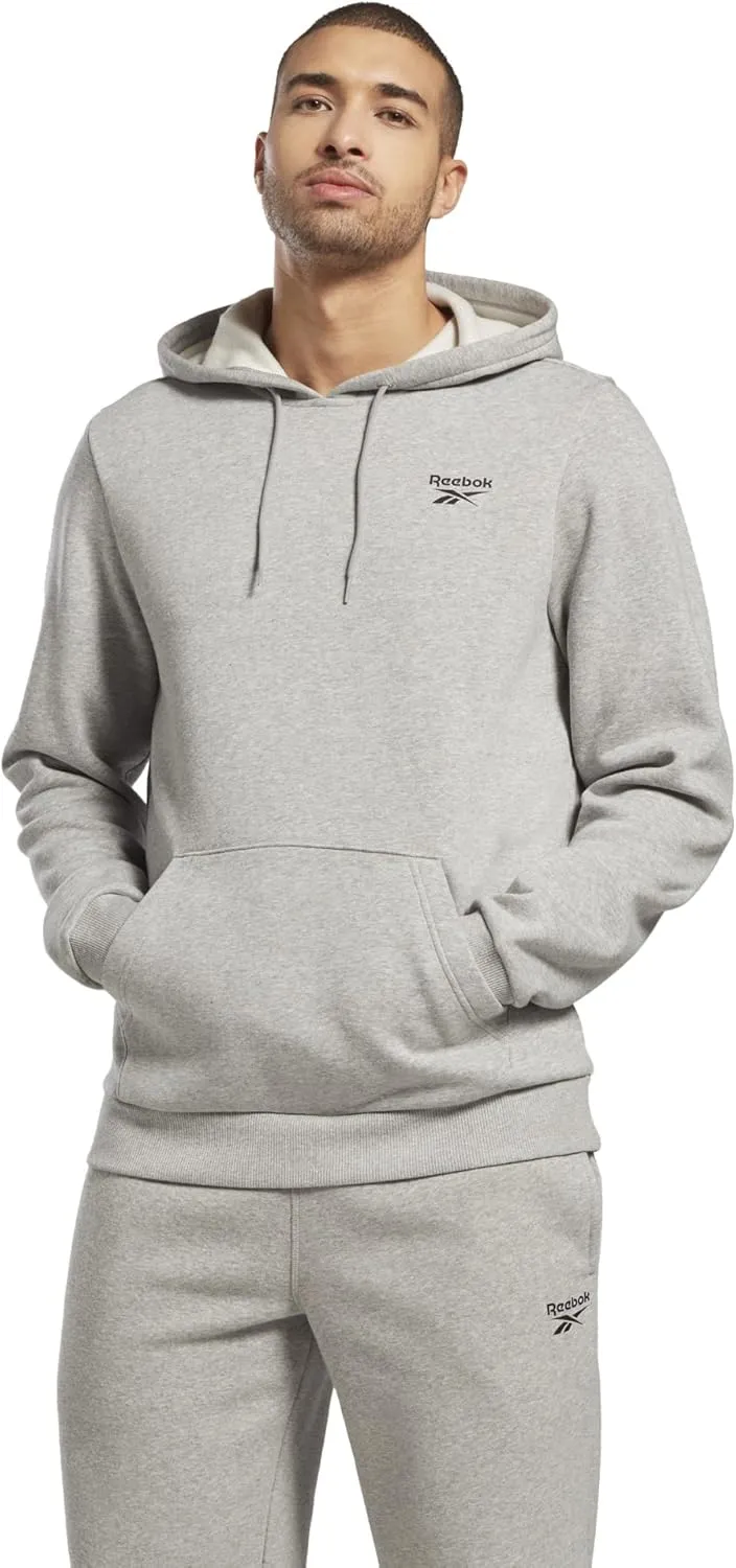Reebok Men's Identity Fleece Stacked Logo Pullover Hoodie Sweatshirt