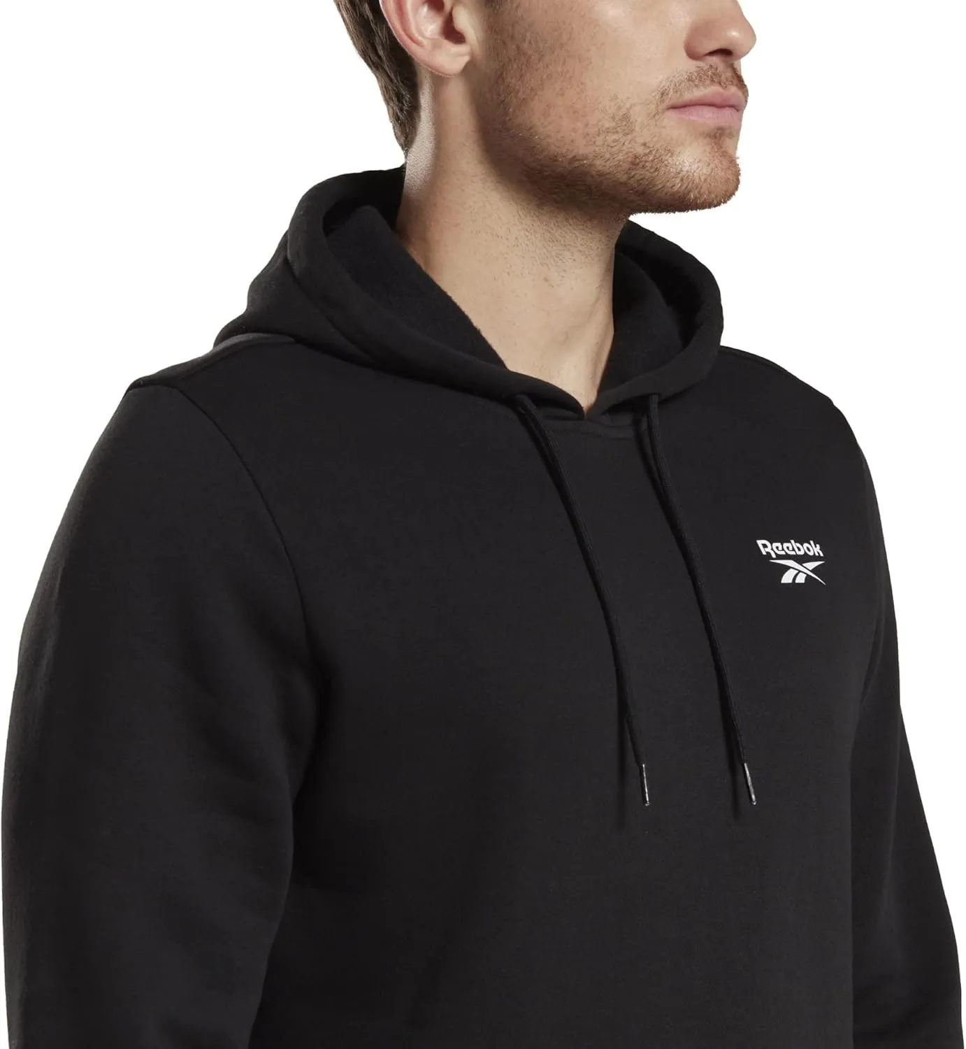 Reebok Men's Identity Fleece Stacked Logo Pullover Hoodie Sweatshirt