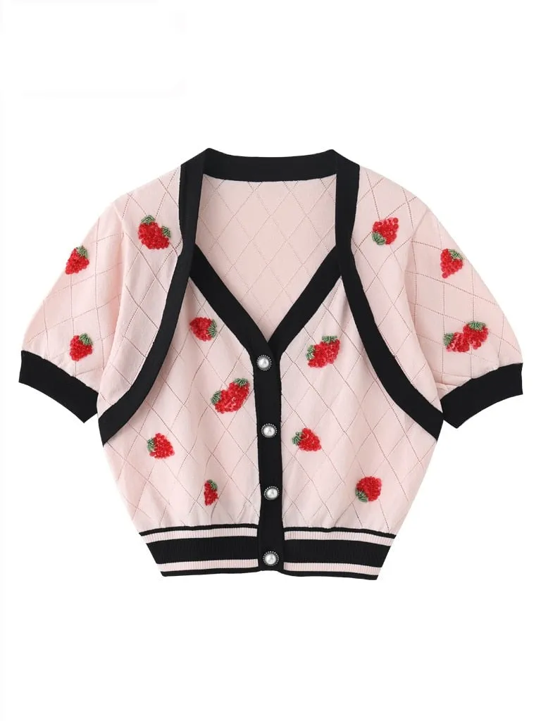 Ribbed Trim Knitting Women's Crop Tops