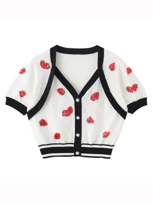 Ribbed Trim Knitting Women's Crop Tops