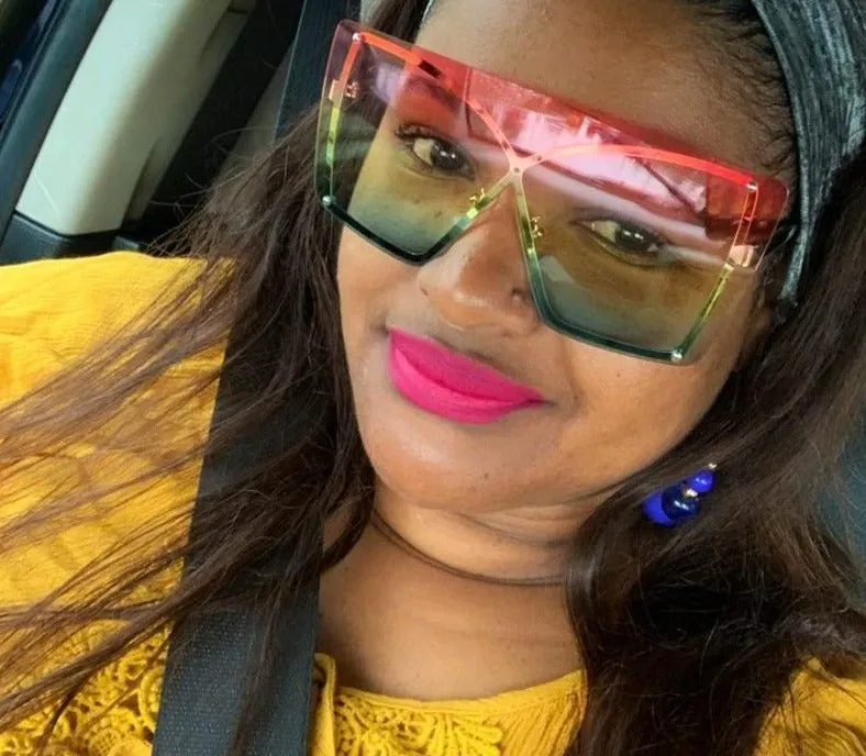 Rimless Oversized Gradient Metal Square Sunglasses