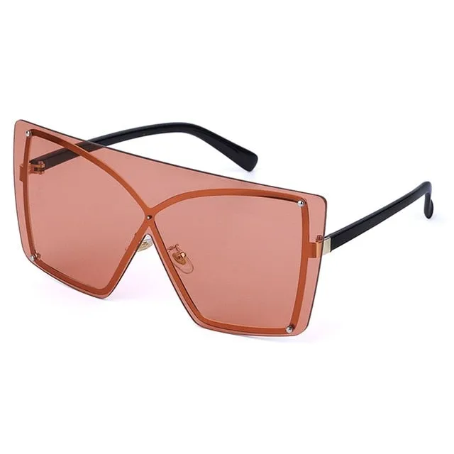 Rimless Oversized Gradient Metal Square Sunglasses