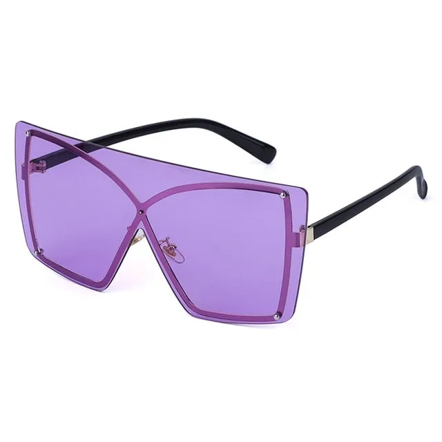 Rimless Oversized Gradient Metal Square Sunglasses