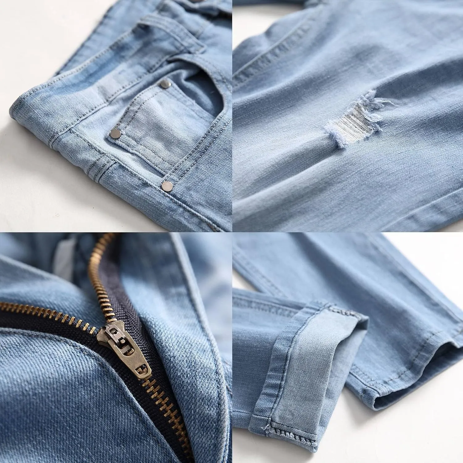 Ripped Jeans Men Baggy Classic Vintage Straight Wide Leg Denim Pants Baggy Jeans Trousers Mulit Pockets