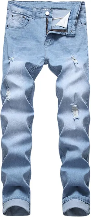 Ripped Jeans Men Baggy Classic Vintage Straight Wide Leg Denim Pants Baggy Jeans Trousers Mulit Pockets