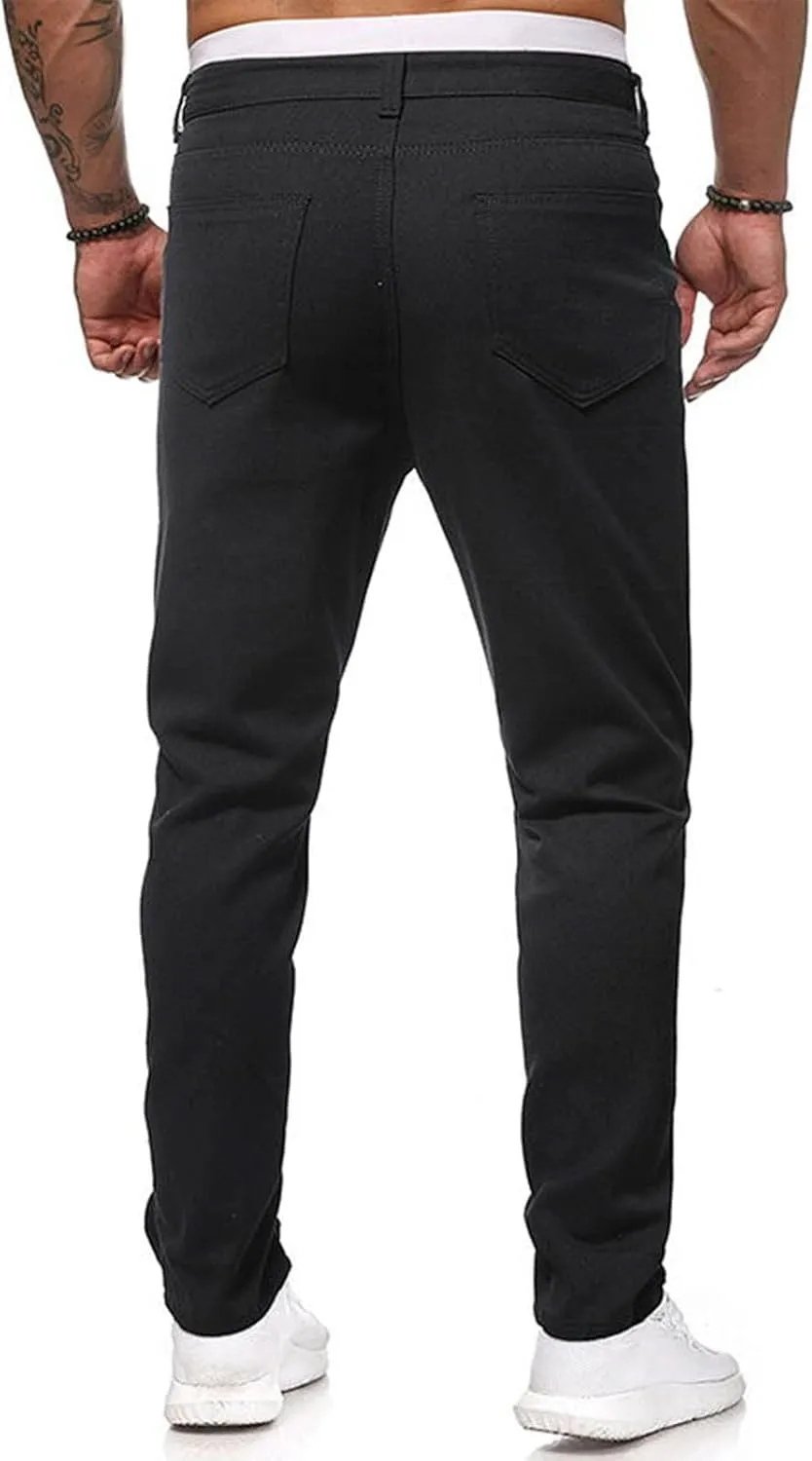 Ripped Jeans Men Relaxed Fit Men's Skinny Distressed Stretch Jeans Pants Hip Hop Biker Stretchy Jeans Tapered Leg