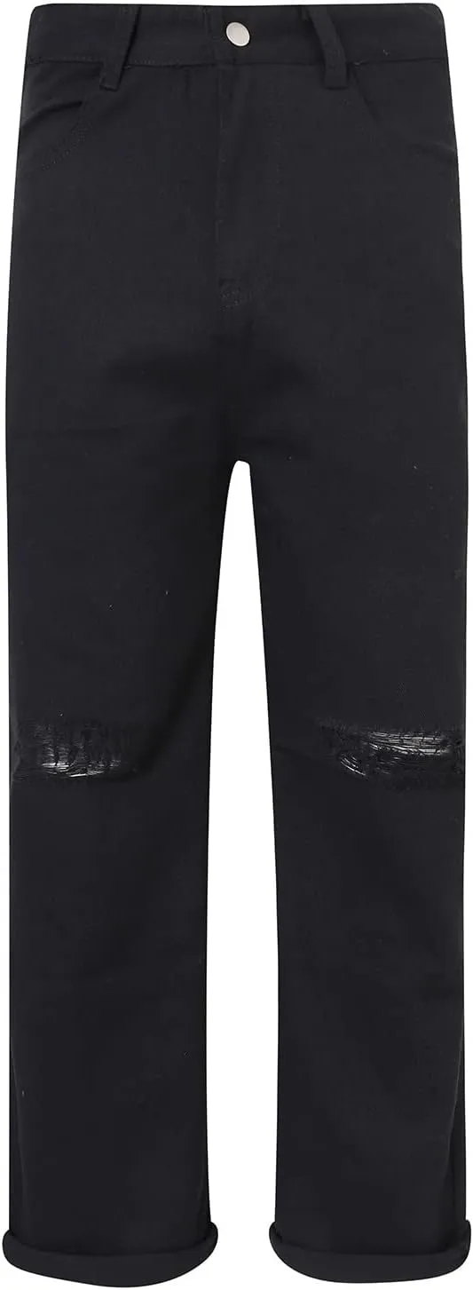 Ripped Jeans Men Relaxed Fit Men's Skinny Distressed Stretch Jeans Pants Hip Hop Biker Stretchy Jeans Tapered Leg
