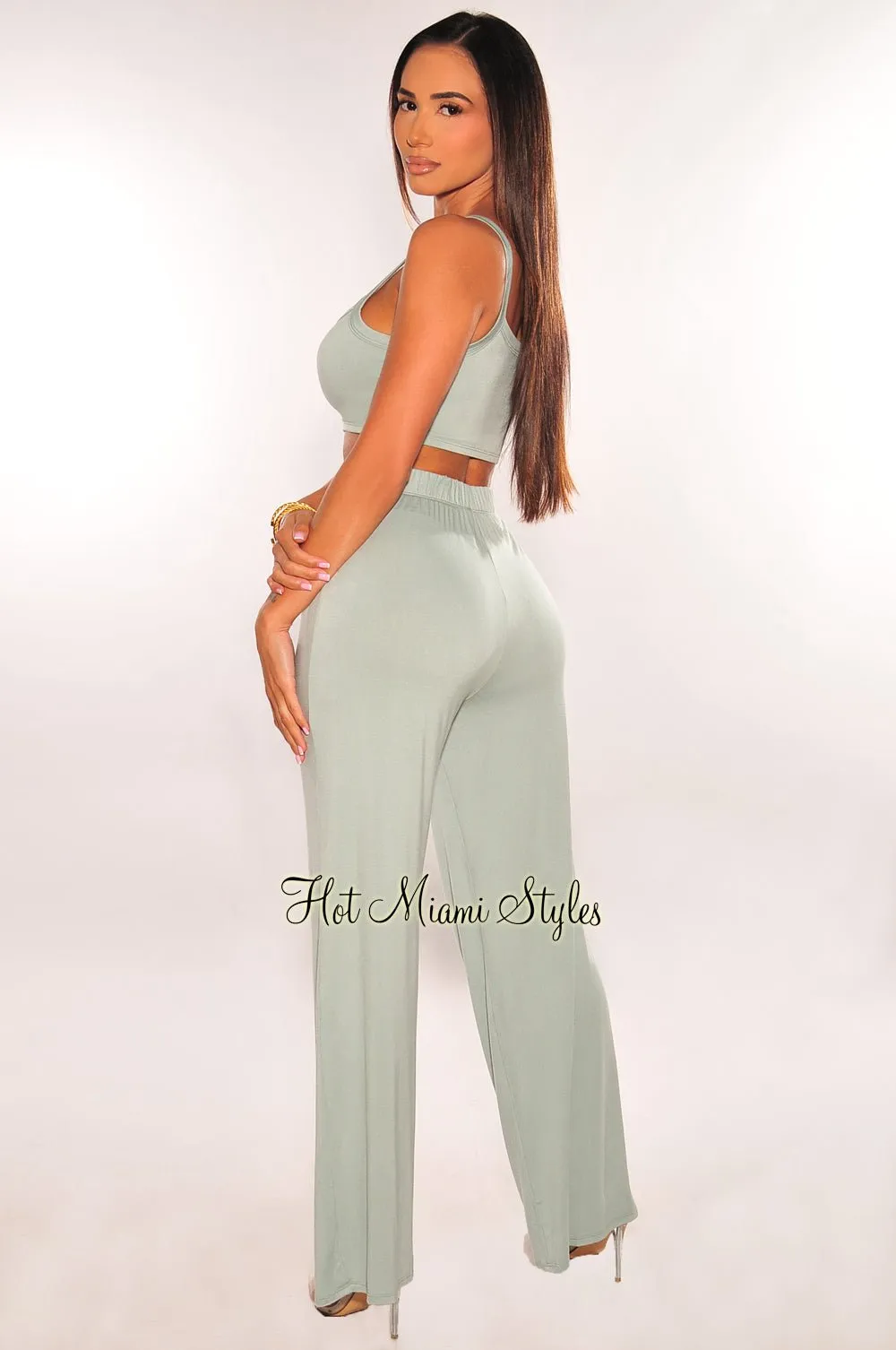 Sage Tank Palazzo Pants Two Piece Set