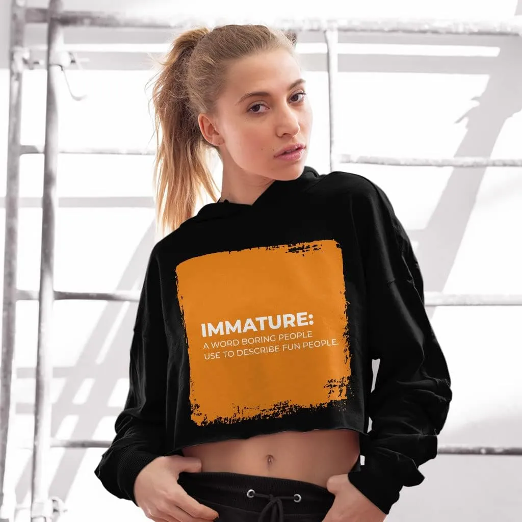 Sarcastic Women's Cropped Fleece Hoodie - Cropped Hoodie for Women - Funny Saying Hooded Sweatshirt